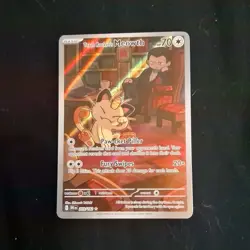 Pokemon Team Rocket's Meowth 203/182 IR Card 70 HP Destined Rivals Holo - Image 1