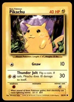 1999 Pokemon Classic - Base Set Pikachu Basic/Common #58 Near Mint - Image 1