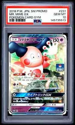 2018 POKEMON JAPANESE SM PROMO POKEMON CARD GYM #231 MR. MIME GX PSA 10 - Image 1
