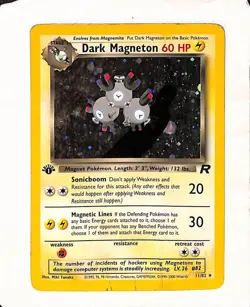 Pokemon TCG Dark Magneton 11/82 Team Rocket Holo Rare 1st Edition Card English - Image 1