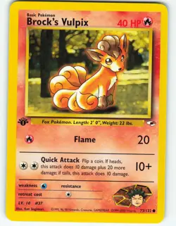 Brock's Vulpix - 1st Edition - 73/132 Gym Heroes - Pokemon TCG - 2000 - Image 1