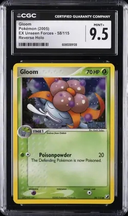 2005 POKEMON EX UNSEEN FORCES REVERSE HOLO #58/115 GLOOM CGC 9.5 - Image 1