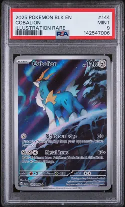 2025 POKEMON BLK EN-BLACK BOLT ILLUSTRATION RARE #144 COBALION PSA 9 - Image 1
