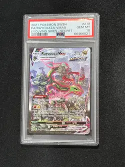 2021 Pokemon Sword & Shield Evolving Skies #218 Rayquaza Vmax PSA 10 - Image 1