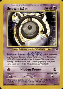 Pokemon Neo Discovery #49/75 Unown [M] Uncommon Moderately played - Image 1