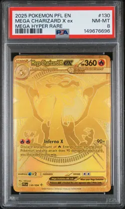 2025 POKEMON PFL EN-PHANTASMAL FLAMES MEGA HYPER RARE MEGA CHARIZARD X EX PSA 8 - Image 1