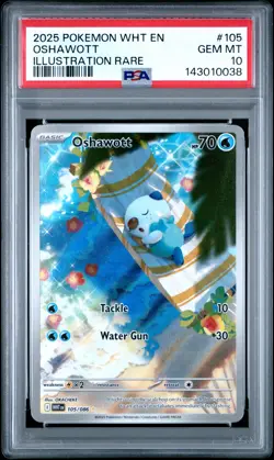 2025 POKEMON WHT EN-WHITE FLARE ILLUSTRATION RARE #105 OSHAWOTT PSA 10 - Image 1