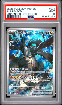 2026 POKEMON MEP EN-ME BLACK STAR PROMO #031 N'S ZEKROM PSA 9 - Image 1