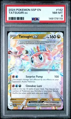 2024 POKEMON SSP EN-SURGING SPARKS #142 TATSUGIRI EX PSA 8 - Image 1