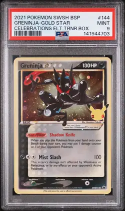 2021 POKEMON SWSH BLACK STAR PROMO #144 GRENINJA-GOLD STAR PSA 9 - Image 1