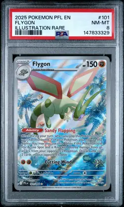 2025 POKEMON PFL EN-PHANTASMAL FLAMES ILLUSTRATION RARE #101 FLYGON PSA 8 - Image 1