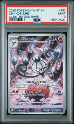 2025 POKEMON WHT EN-WHITE FLARE ILLUSTRATION RARE #103 CHANDELURE PSA 9 - Image 1