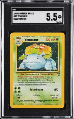 2000 POKEMON BASE SET 2 HOLO #18 VENUSAUR SGC 5.5 - Image 1