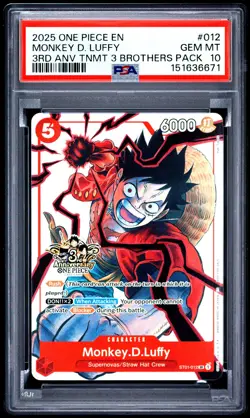 2025 ONE PIECE 3RD ANNIVERSARY TOURNAMENT 3 BROTHERS PACK MONKEY D. LUFFY PSA 10 - Image 1