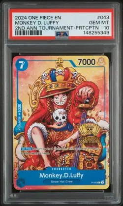 2024 ONE PIECE 2ND ANNIV TOURNAMENT-PARTICIPATION PROMO MONKEY D. LUFFY PSA 10 - Image 1