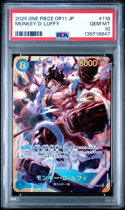 PSA 10 One Piece 2025 Fist of Divine Speed OP11-118 Monkey D. Luffy SEC Japanese - Image 1