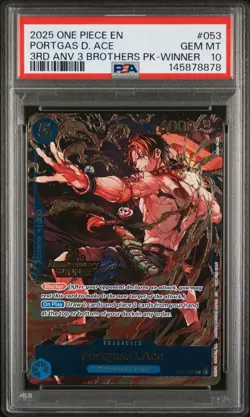 2025 ONE PIECE 3RD ANNIVERSARY TOURNAMENT 3 BROTHERS PACK PORTGAS D. ACE PSA 10 - Image 1