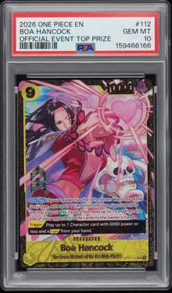 2026 ONE PIECE PROMOS OFFICIAL EVENT TOP PRIZE #112 BOA HANCOCK PSA 10 - Image 1