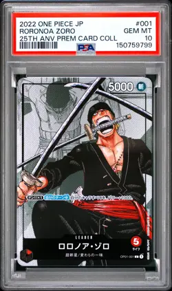2022 ONE PIECE JAPANESE 25TH ANNIVERSARY PREMIUM COLLECTION RORONOA ZORO PSA 10 - Image 1