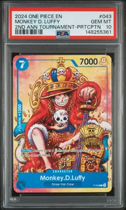 2024 ONE PIECE 2ND ANNIV TOURNAMENT-PARTICIPATION PROMO MONKEY D. LUFFY PSA 10 - Image 1