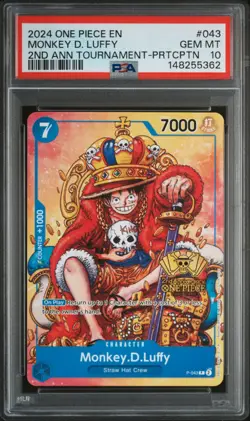 2024 ONE PIECE 2ND ANNIV TOURNAMENT-PARTICIPATION PROMO MONKEY D. LUFFY PSA 10 - Image 1
