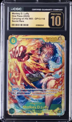 2025 ONE PIECE CARRYING ON HIS WILL SECRET RARE MONKEY D. LUFFY CGC 10 PRISTINE - Image 1