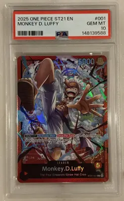 Monkey D. Luffy Leader ST21-001 Starter Deck Gear 5 2025 Foil LOW POP!!! PSA 10 - Image 1