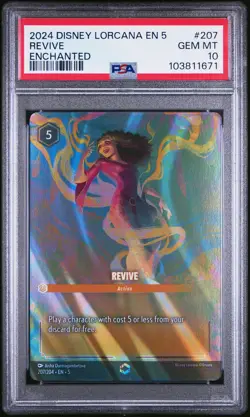 2024 DISNEY LORCANA EN 5-SHIMMERING SKIES ENCHANTED #207 REVIVE PSA 10 - Image 1