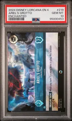 2024 DISNEY LORCANA EN 4-ENCHANTED #219 ARIEL'S GROTTO - A SECRET PLACE PSA 10 - Image 1