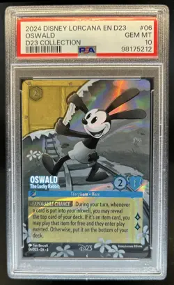 2024 Disney Lorcana Azurite Sea Oswald - The Lucky Rabbit Promos #06/D23 PSA 10 - Image 1