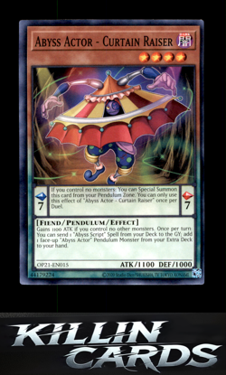 Abyss Actor - Curtain Raiser OP21-EN015 Common OTS Tournament Pack 21 YuGiOh Car - Image 1