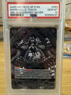One Piece Marshall.D.Teach 3rd Anniversary Silver OP09-093 PSA 10 Gem Mint - Image 1