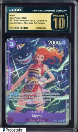 2025 One Piece PC Best Selection Vol.4 OP09-070 #Nami Alt Art CGC 10 PRISTINE - Image 1