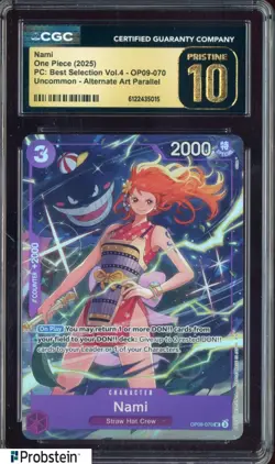 2025 One Piece PC Best Selection Vol.4 OP09-070 #Nami Alt Art CGC 10 PRISTINE - Image 1