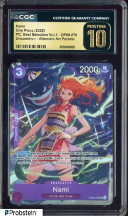2025 One Piece PC Best Selection Vol.4 OP09-070 #Nami Alt Art CGC 10 PRISTINE - Image 1