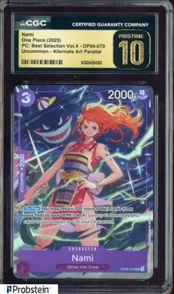2025 One Piece PC Best Selection Vol.4 OP09-070 #Nami Alt Art CGC 10 PRISTINE - Image 1