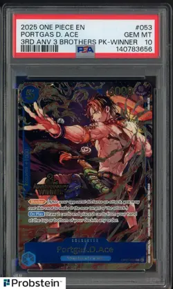 2025 One Piece 3rd Anniversary 3 Brothers #053 Portgas D. Ace Winner PSA 10 - Image 1