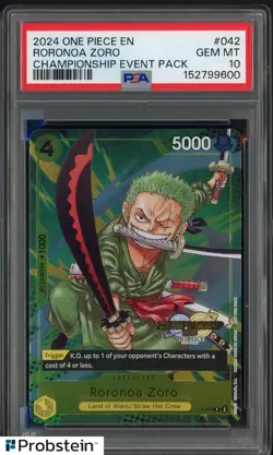 2024 ONE PIECE CHAMPIONSHIP 2024 EVENT PACK #042 RORONOA ZORO PSA 10 - Image 1