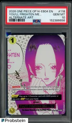2026 One Piece OP14-EB04 EN Alternate Art #118 You'll Frighten Me PSA 10 - Image 1