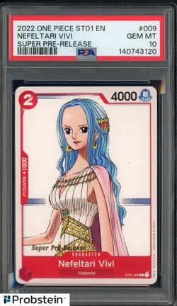 2022 One Piece ST01 EN Super Pre-Release #ST01-009 Nefeltari Vivi PSA 10 GEM MT - Image 1