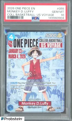 2026 One Piece EN College Basketball US Voyage #055 Monkey D Luffy PSA 10 - Image 1