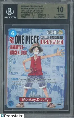 2026 Monkey D Luffy One Piece Promo College Basketball US Voyage BGS 10 PRISTINE - Image 1