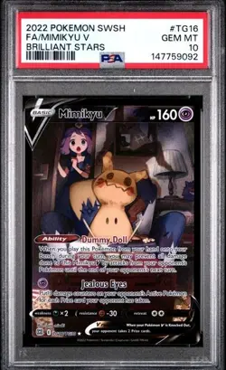 PSA 10 Mimikyu V TG16/TG30 Pokemon Brilliant Stars Trainer Gallery Card - Image 1