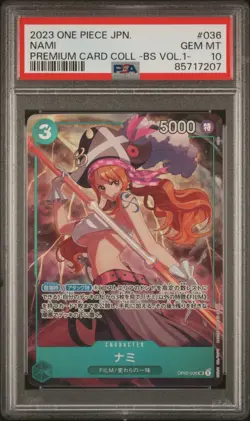 One Piece Japanese Holo Nami OP02-036 PSA 10 GEM MINT Premium Card Coll Vol. 1 - Image 3