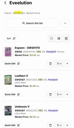 Eveelution - ( Umbreon - Espeon - Leafeon ) - 3 card Pokemon lot - Near Mint - Image 3