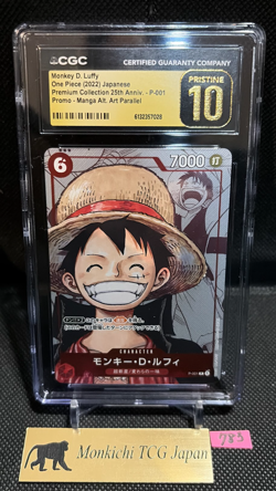 CGC PRISTINE 10 Onepiece Card Monkey D. Luffy P P-001 p Promo Japanese TCG NM① - Image 1