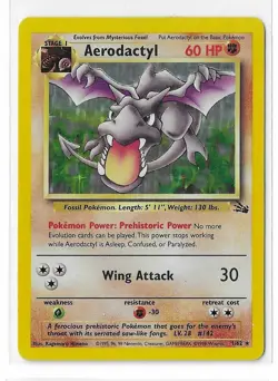 Aerodactyl 1/62 Fossil Unlimited Holo Rare WOTC Vintage Pokemon TCG Card MP - Image 1