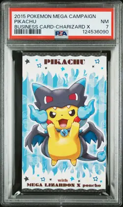 POKEMON JAPANESE STRONG CUTE PIKACHU MEGA CAMPAIGN BUSINESS CARDS PIKACHU PSA 7 - Image 1