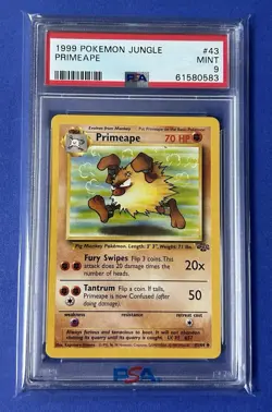 1999 Pokemon Jungle Primeape #43 PSA 9 MINT - Image 1