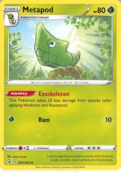 Metapod 002/264 Uncommon Fusion Strike Pokemon LP Tsuruta - Image 1